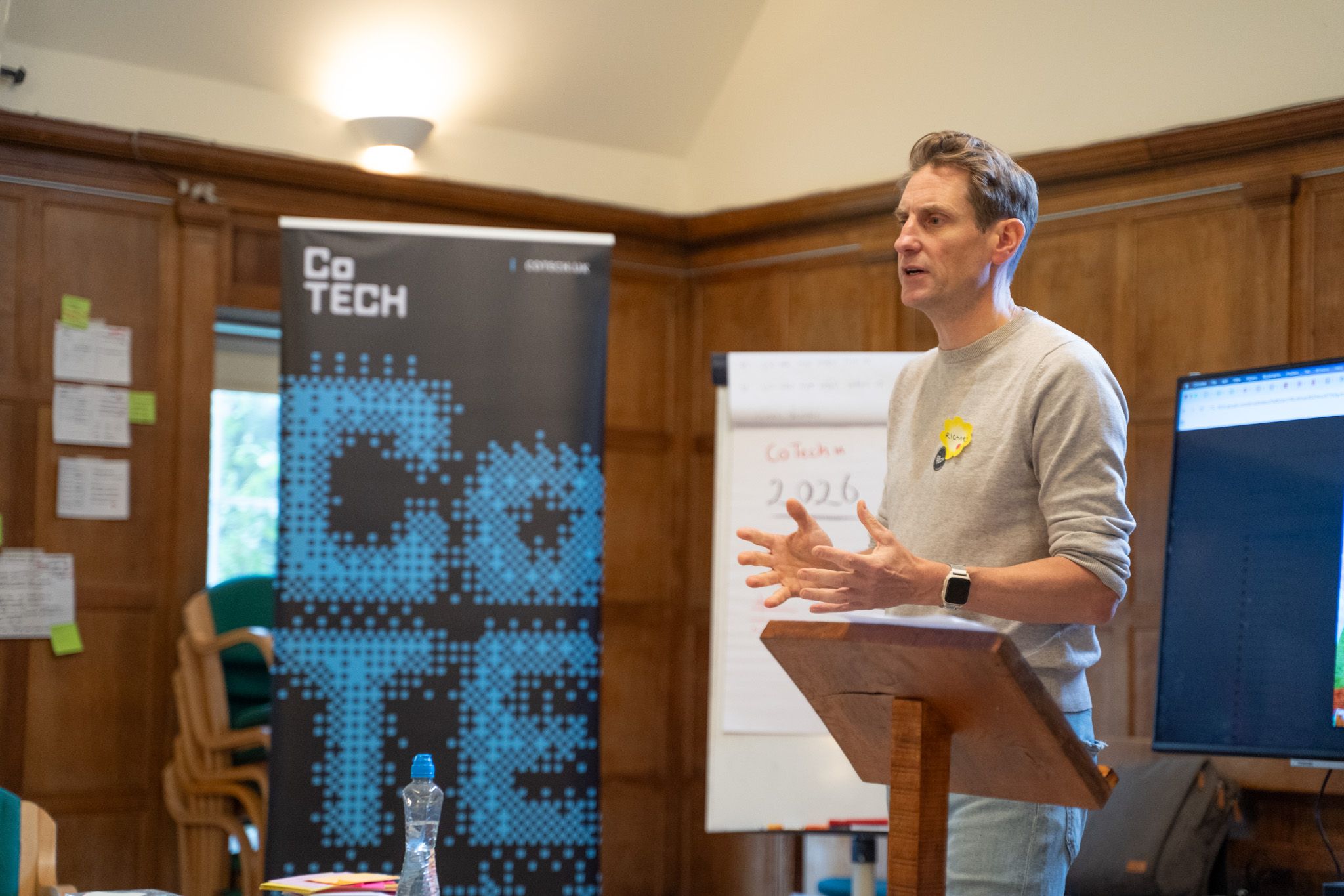 Photo of Richard from Agile Collective giving a talk about CoTech